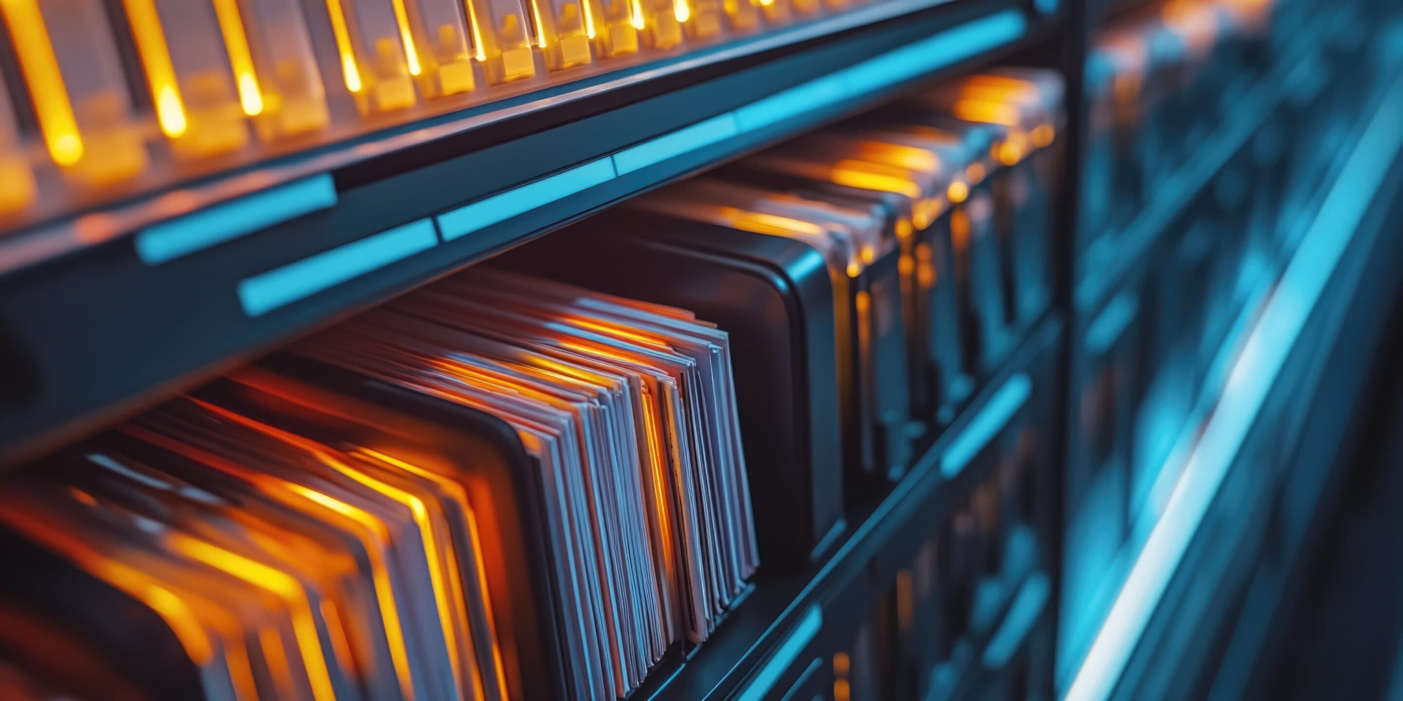 Modern Data Center with Orange Rows