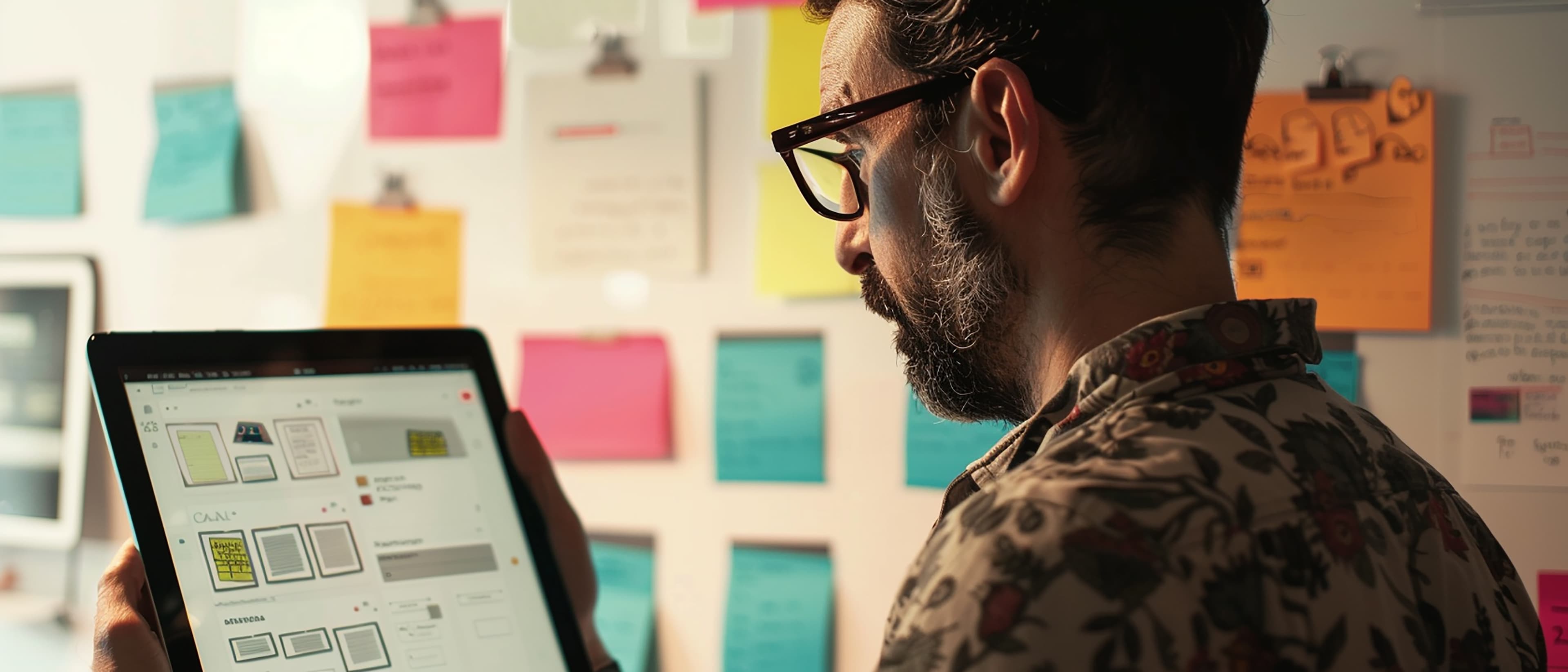 An photo of a professional with a tablet performing a user testing